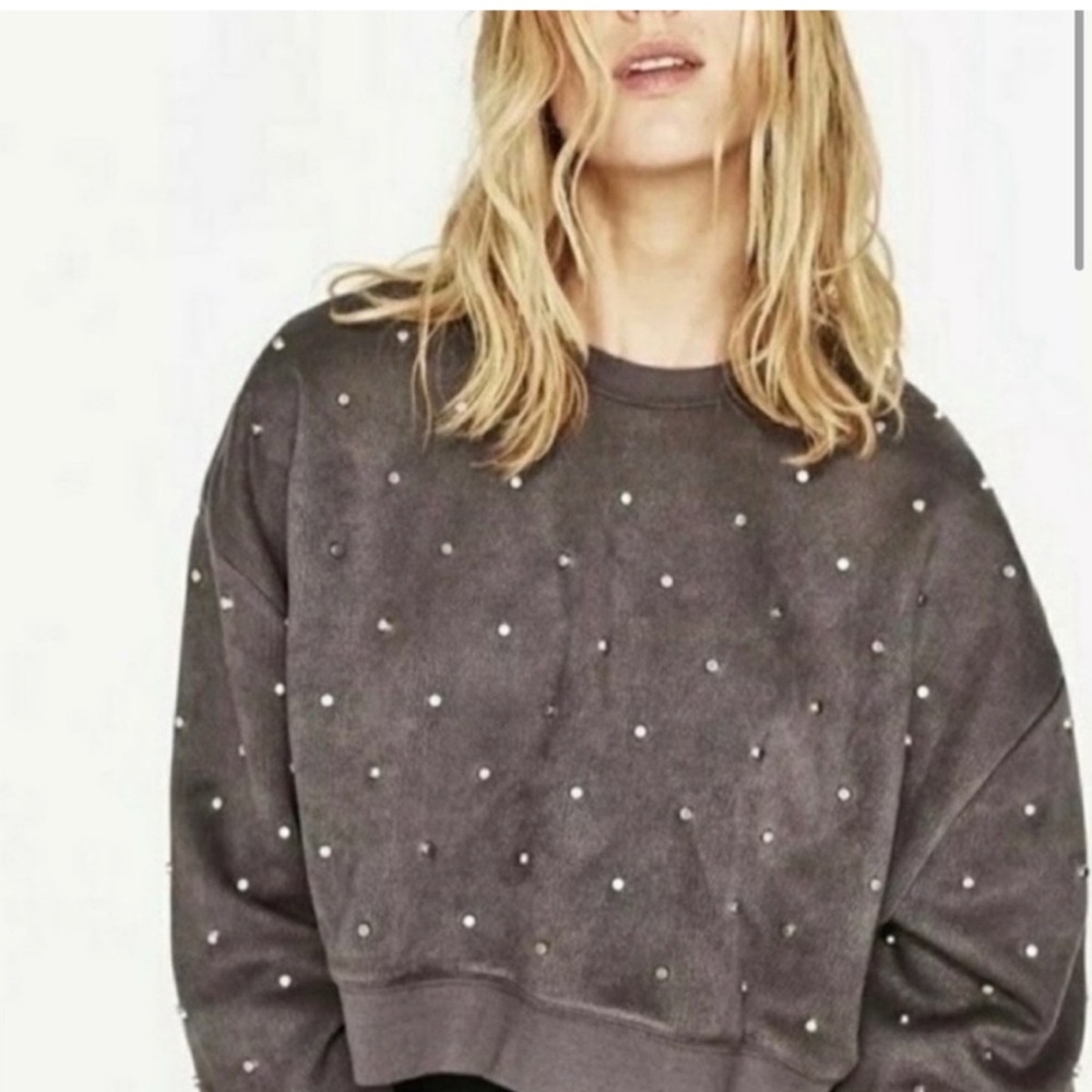 Zara Gray Studded Sweater